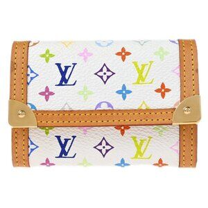 Louis Vuitton White Multicolor Porte Monnaie Plat Wallet M92657 MI4007 165674